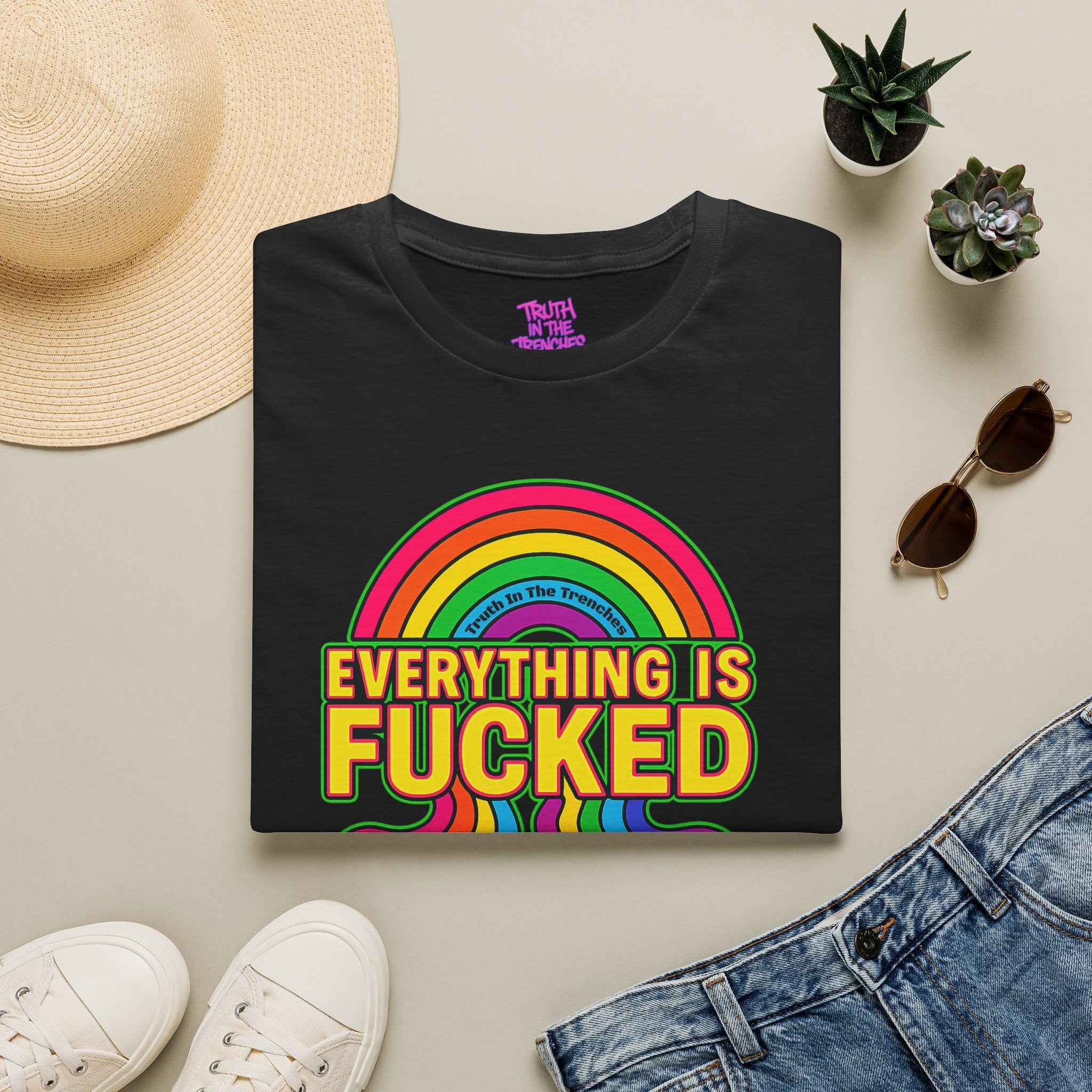 Everything Is Fucked rainbow meltdown T-shirt