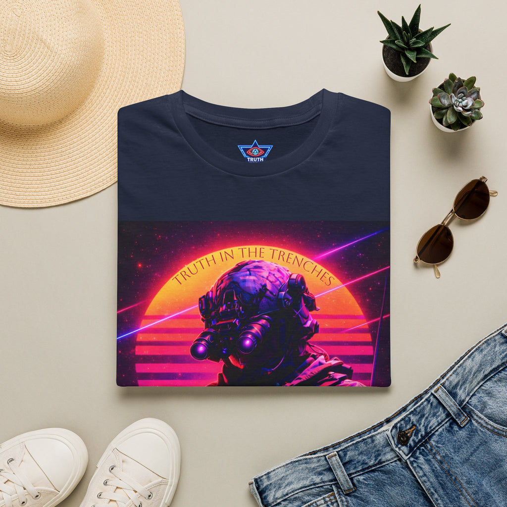 Complacency Kills T-Shirt | Neon Tactical Vaporwave Soldier