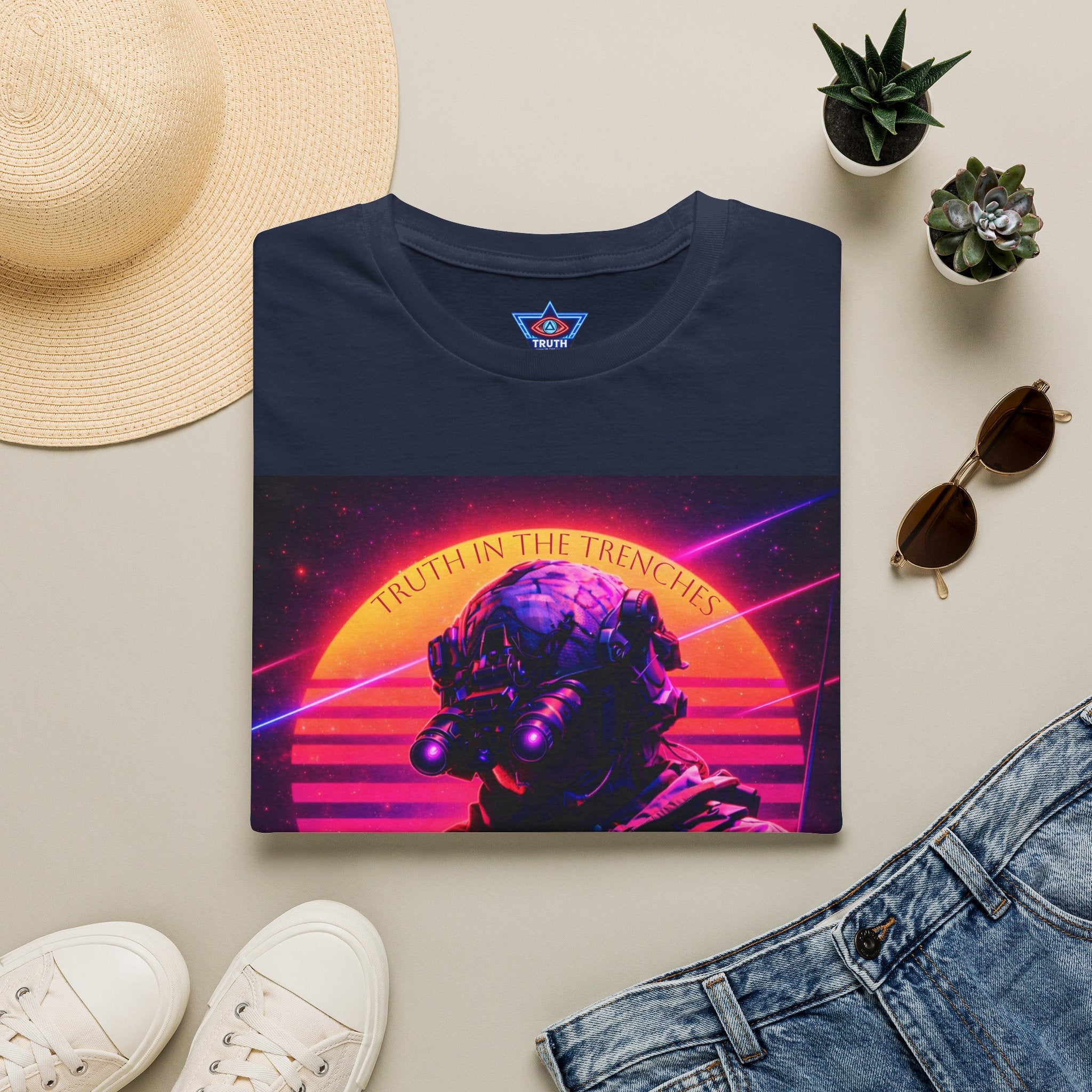 Complacency Kills T-Shirt | Neon Tactical Vaporwave Soldier