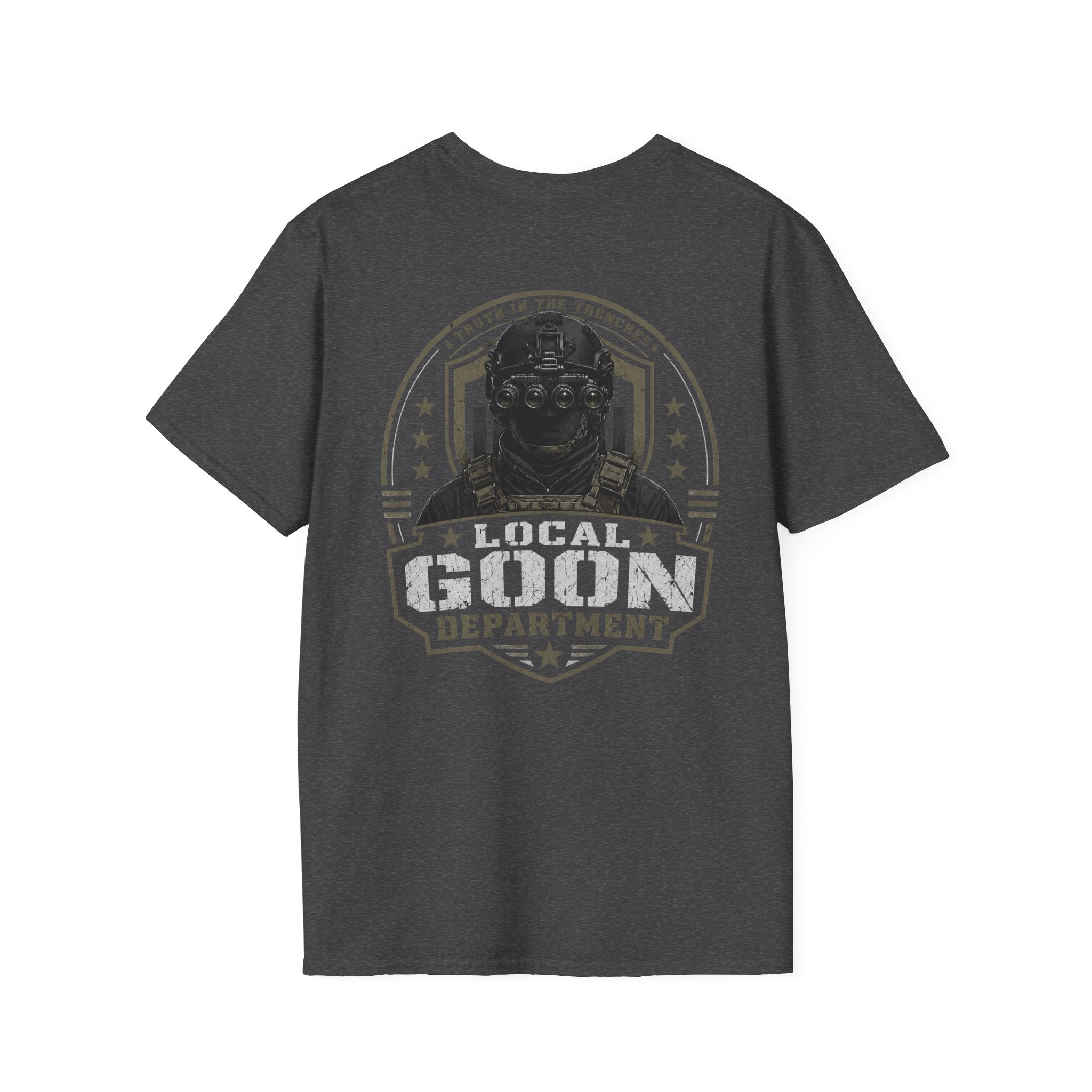 Local Goon Department Shirt | NVG Tactical Operator Back Print Tee | Night Vision Goon Graphic Shirt