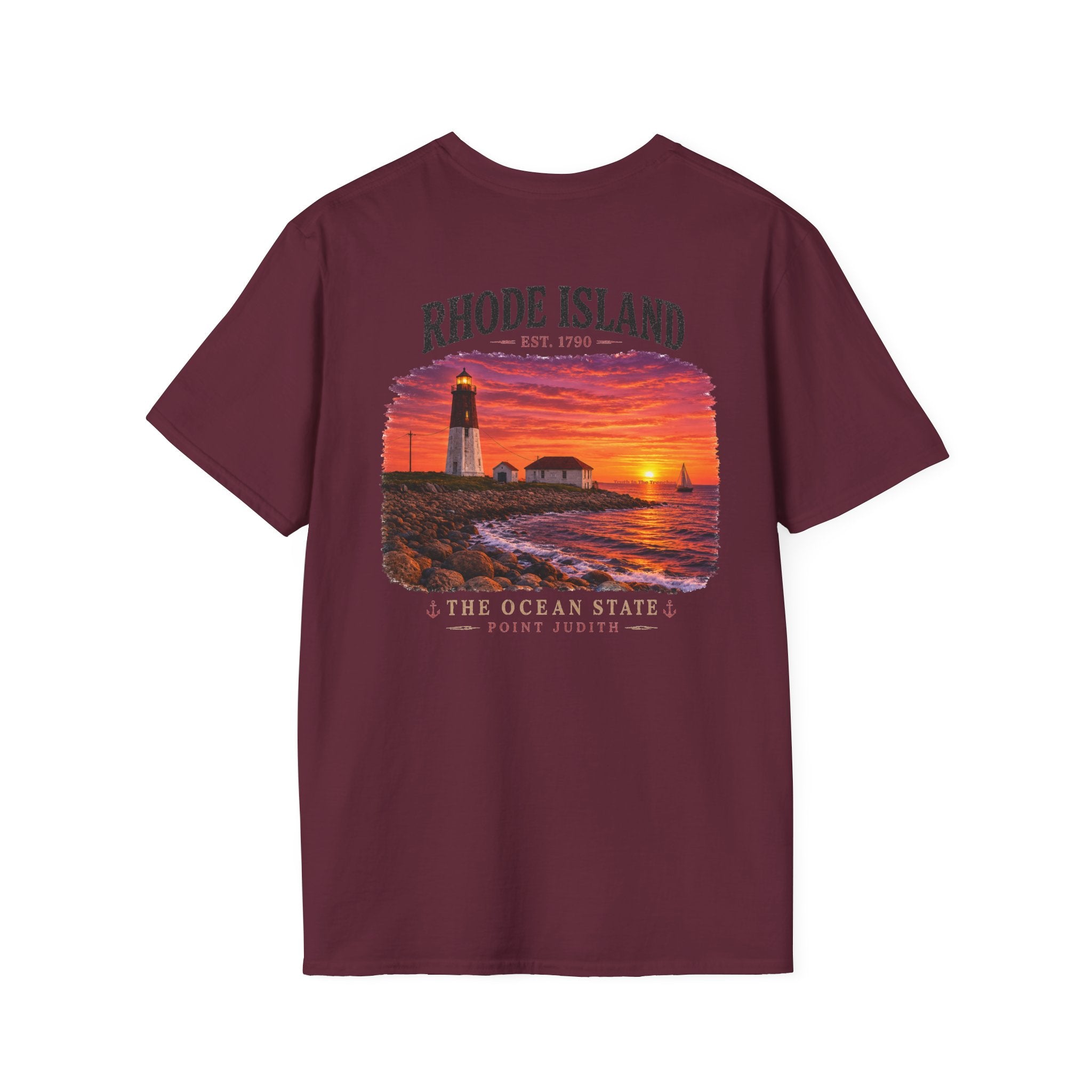Rhode Island Vintage Point Judith Lighthouse Shirt | Ocean State Coastal Sunset Tee | New England Beach Graphic | Narragansett RI Gift