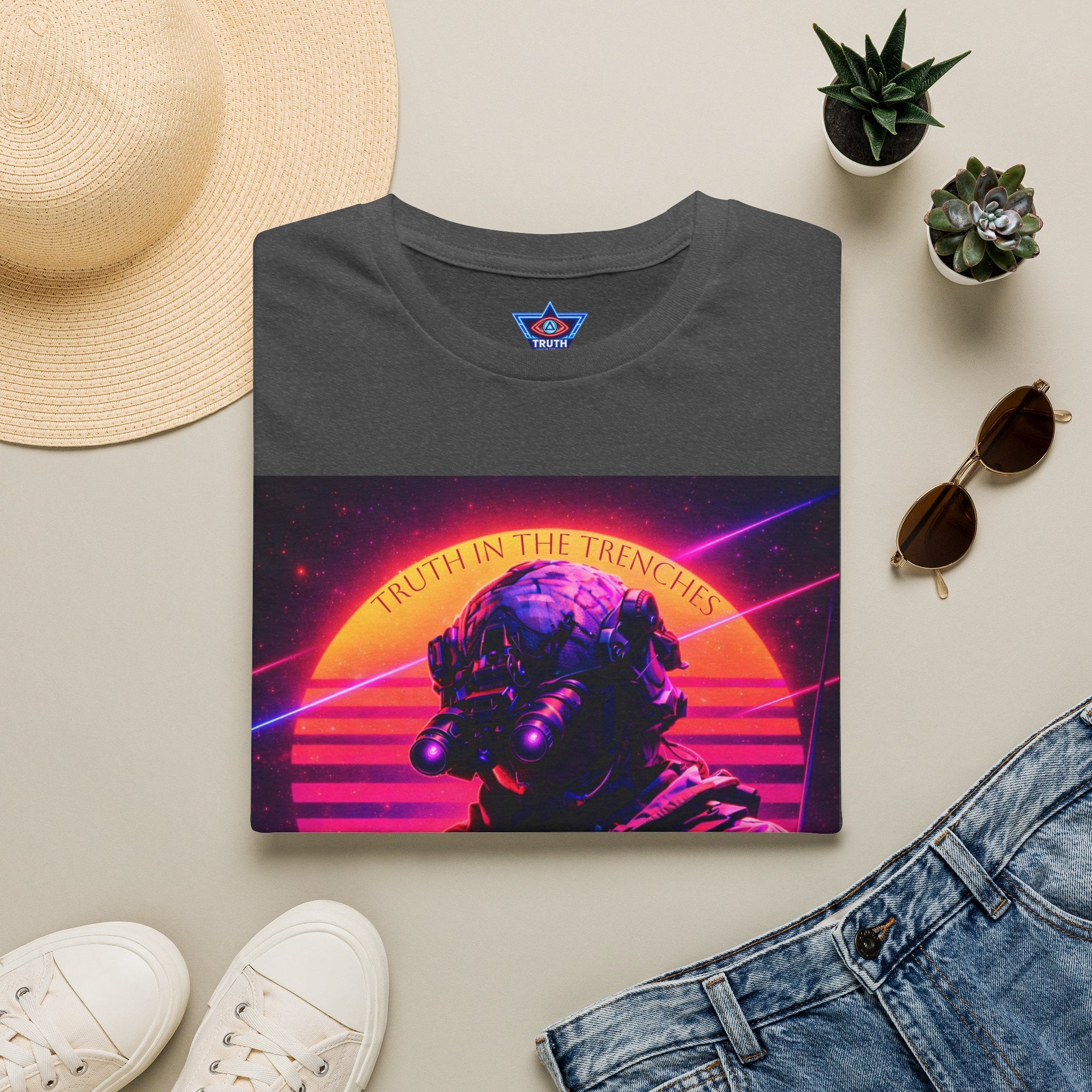 Complacency Kills T-Shirt | Neon Tactical Vaporwave Soldier