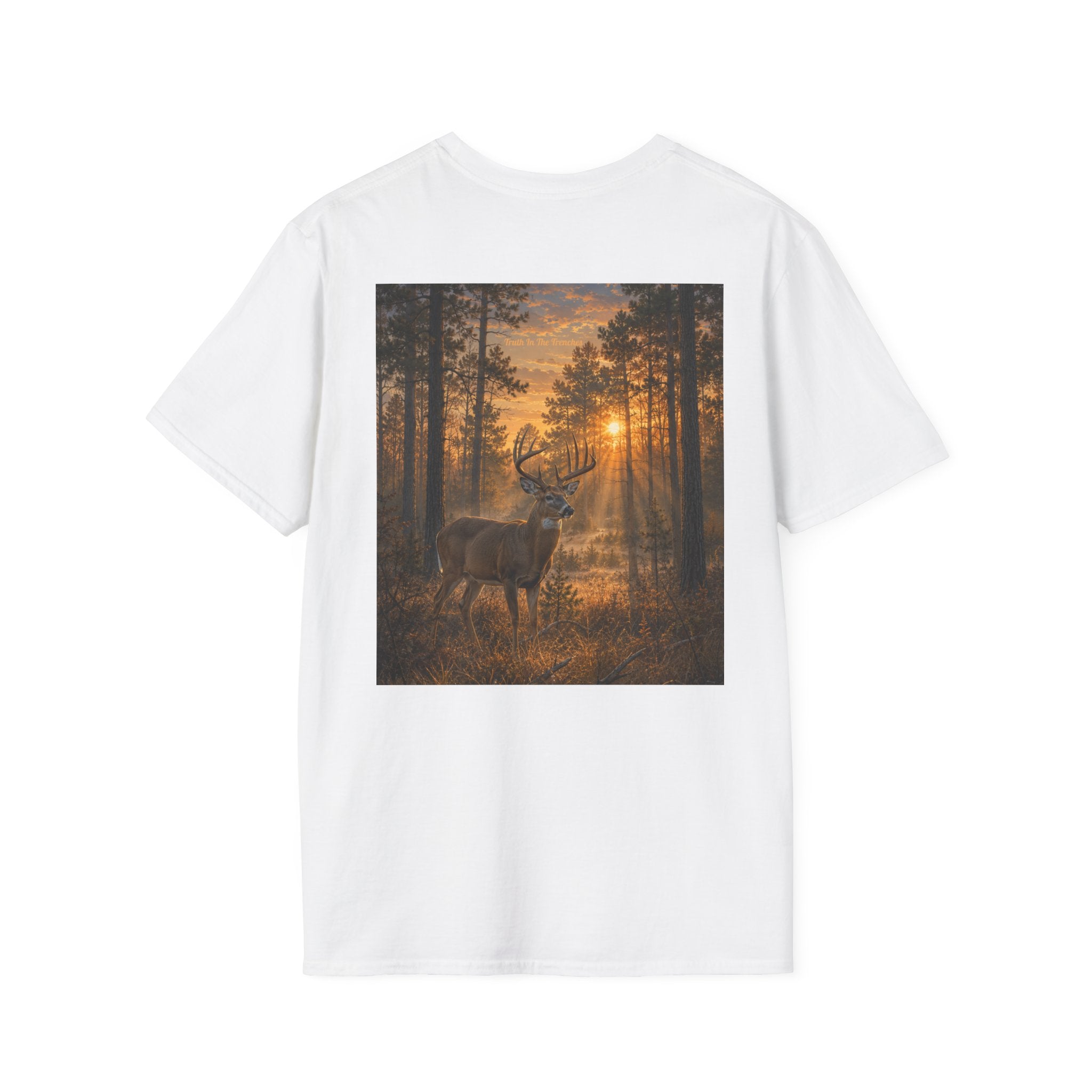 Deer in the Timber Shirt | Great Outdoors Series | Whitetail Sunrise Wildlife Tee | Nature Graphic T-Shirt