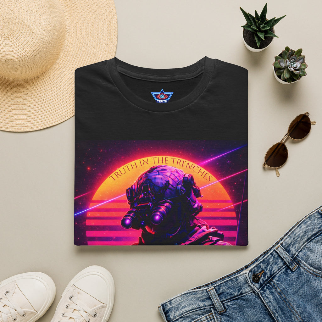 Complacency Kills T-Shirt | Neon Tactical Vaporwave Soldier