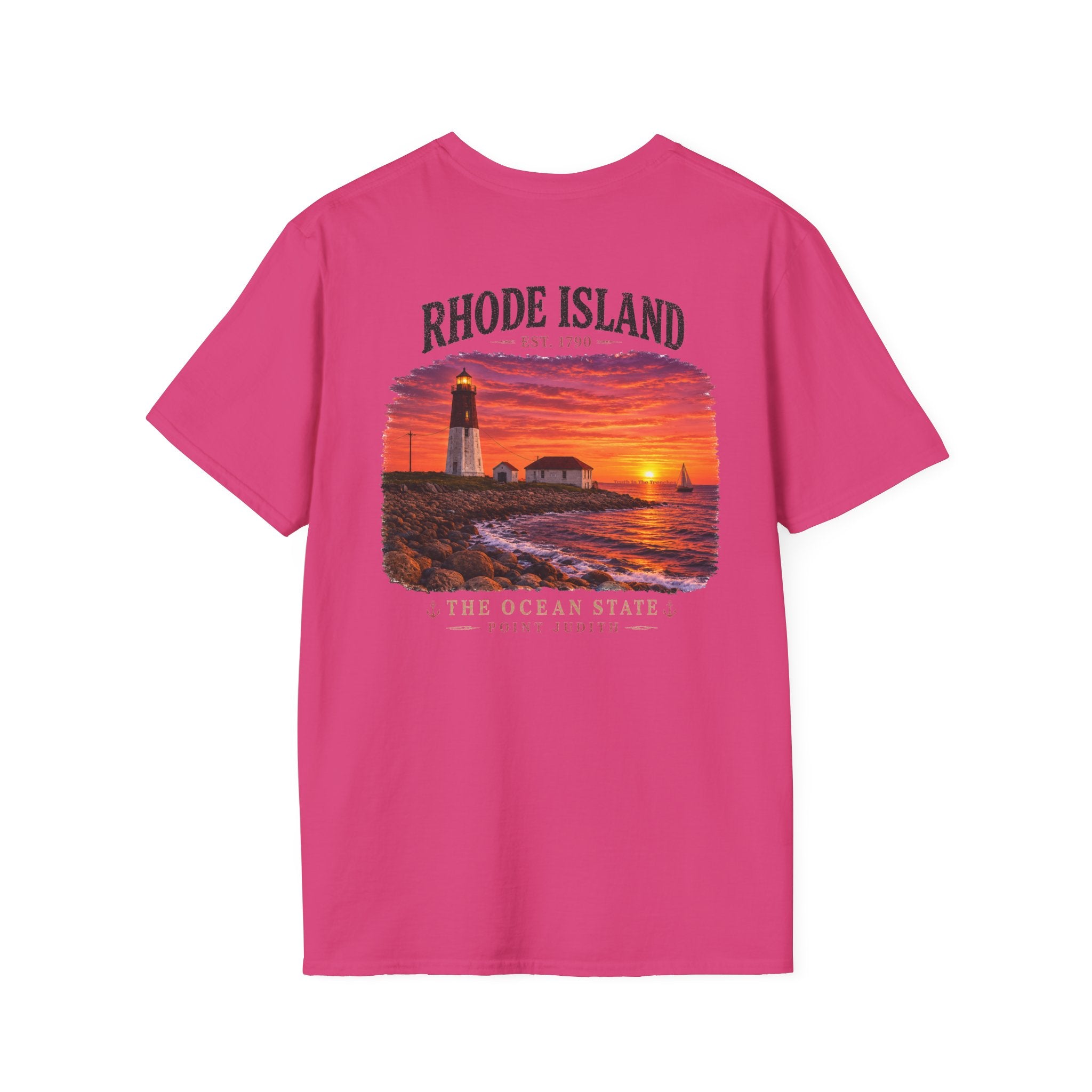 Rhode Island Vintage Point Judith Lighthouse Shirt | Ocean State Coastal Sunset Tee | New England Beach Graphic | Narragansett RI Gift