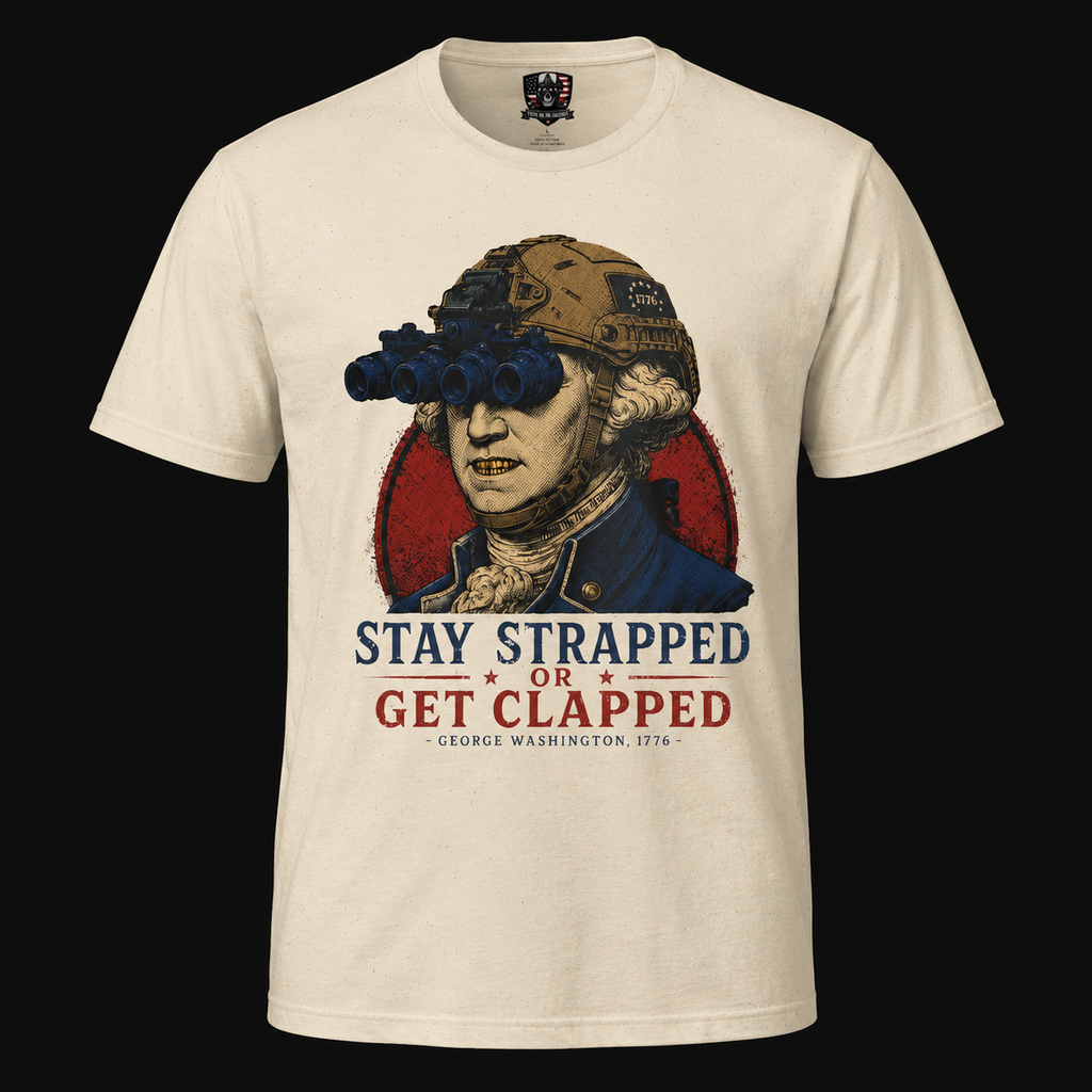 Stay Strapped Or Get Clapped Shirt | George Washington Tactical Goon