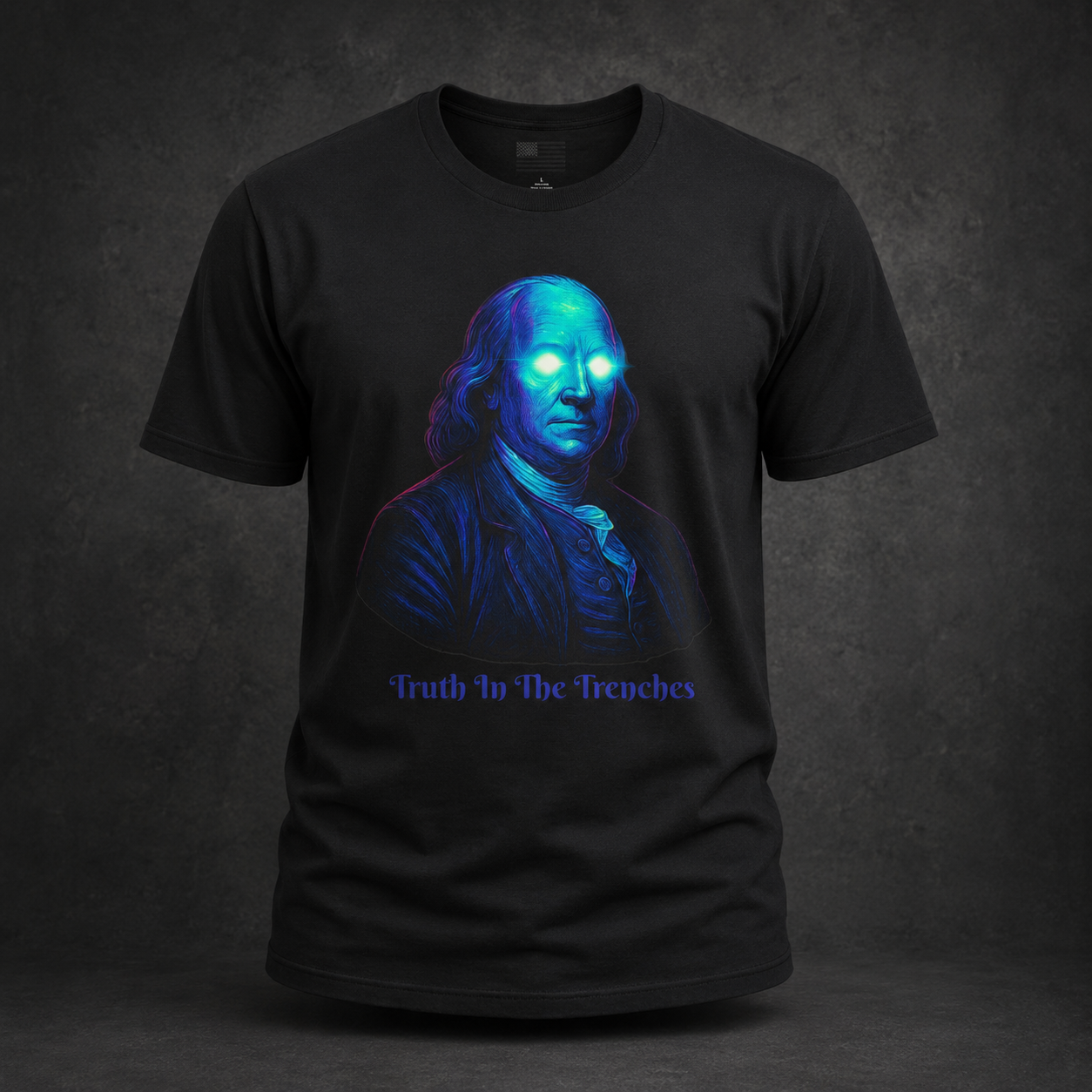 Benjamin Franklin Glowing Neon Eyes Portrait