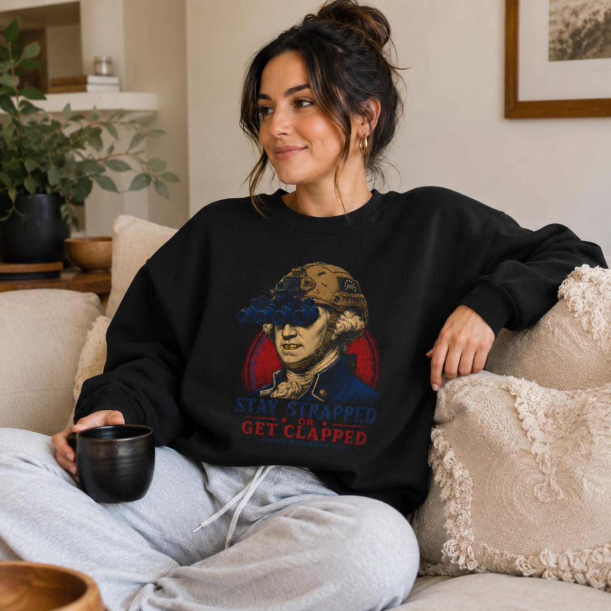 Stay Strapped Or Get Clapped Loose fit Sweatshirt