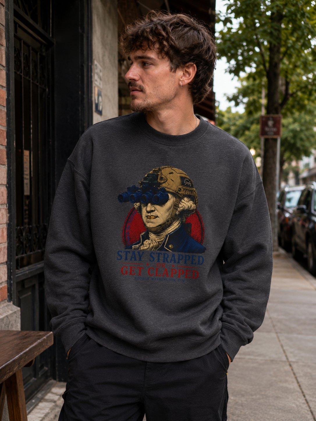 Stay Strapped Or Get Clapped Loose fit Sweatshirt
