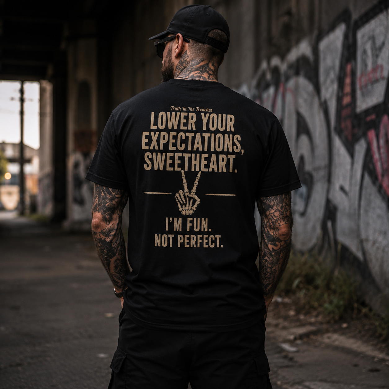 Lower Your Expectations Sweetheart Shirt | Funny Skeleton Peace Sign Graphic Tee | grunge humor | Vintage style | raw unfiltered humor