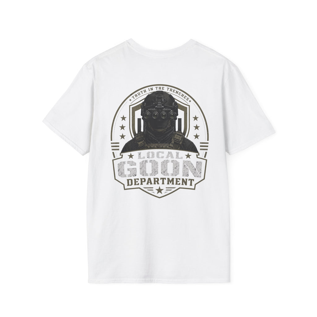 Local Goon Department Shirt | NVG Tactical Operator Back Print Tee | Night Vision Goon Graphic Shirt