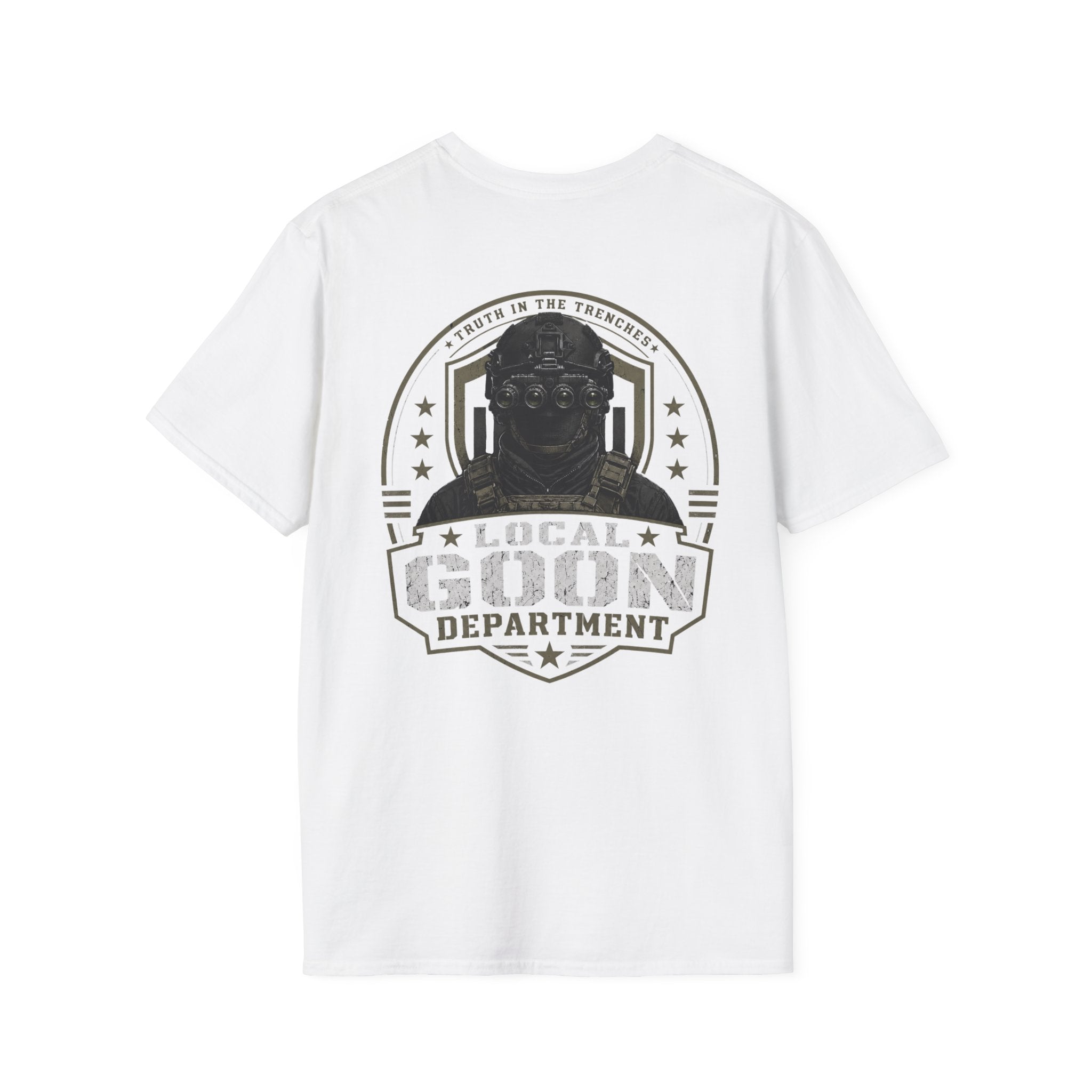 Local Goon Department Shirt | NVG Tactical Operator Back Print Tee | Night Vision Goon Graphic Shirt