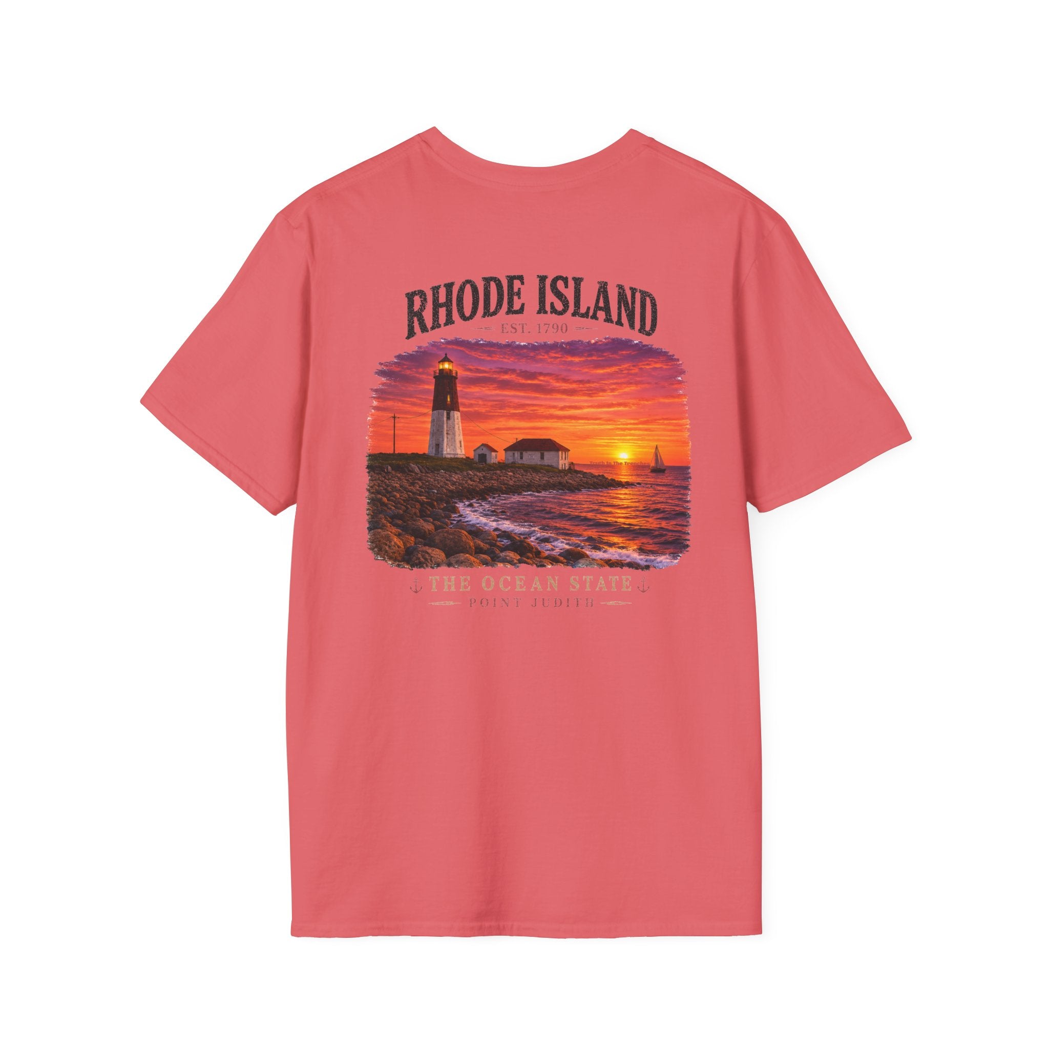 Rhode Island Vintage Point Judith Lighthouse Shirt | Ocean State Coastal Sunset Tee | New England Beach Graphic | Narragansett RI Gift