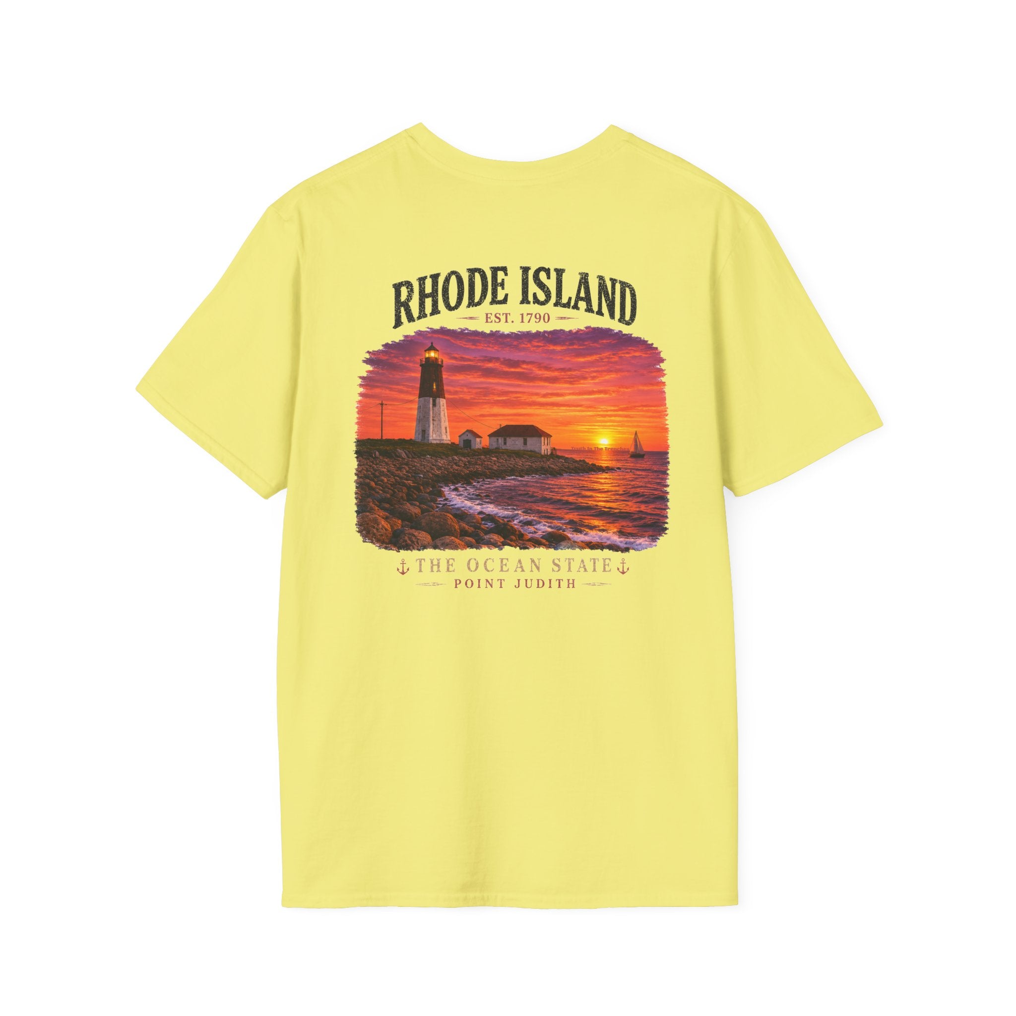 Rhode Island Vintage Point Judith Lighthouse Shirt | Ocean State Coastal Sunset Tee | New England Beach Graphic | Narragansett RI Gift