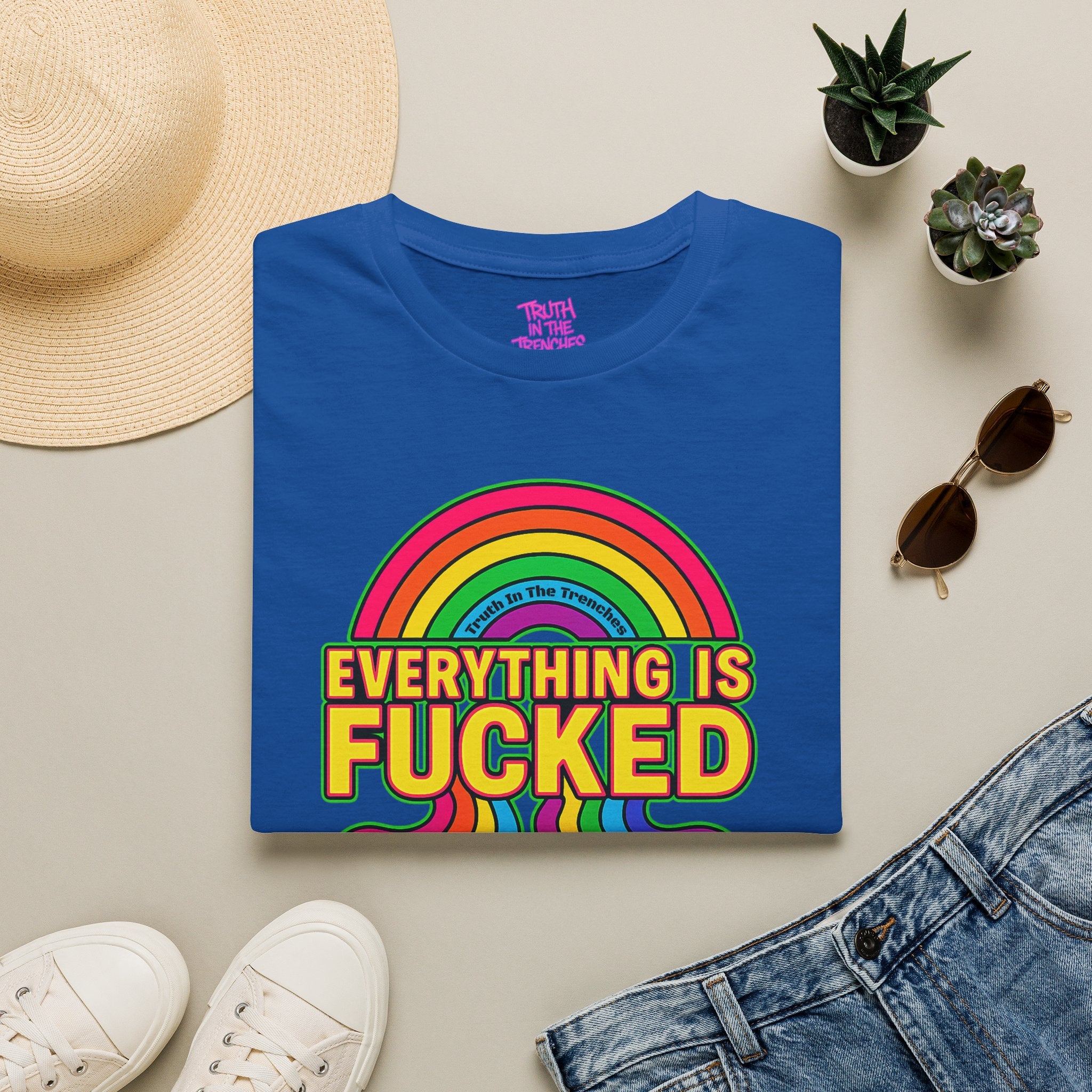 Everything Is Fucked rainbow meltdown T-shirt