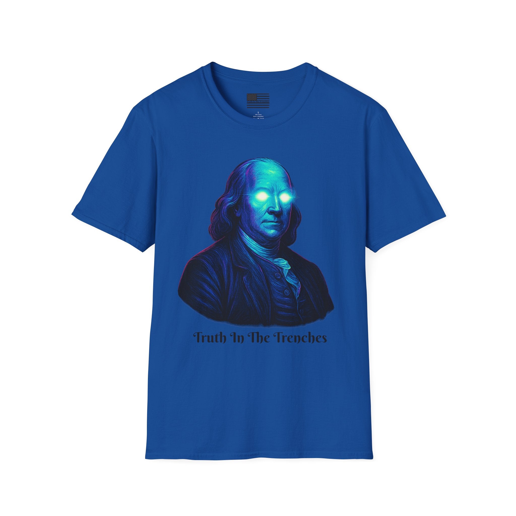 Benjamin Franklin Glowing Neon Eyes Portrait