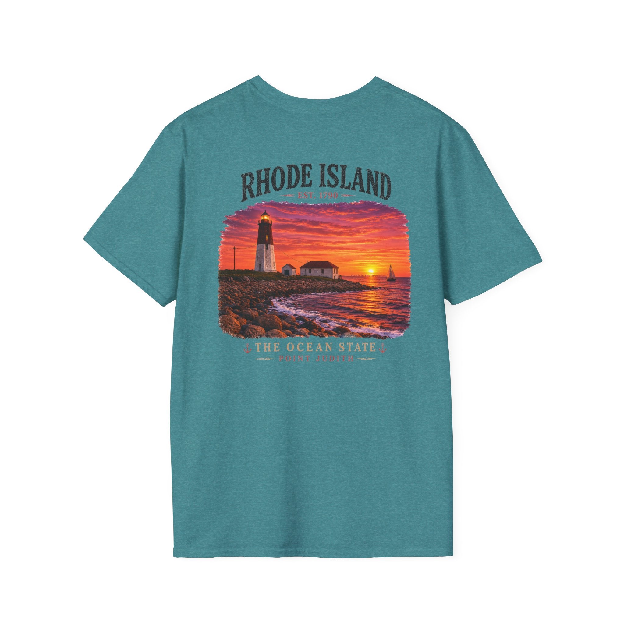 Rhode Island Vintage Point Judith Lighthouse Shirt | Ocean State Coastal Sunset Tee | New England Beach Graphic | Narragansett RI Gift