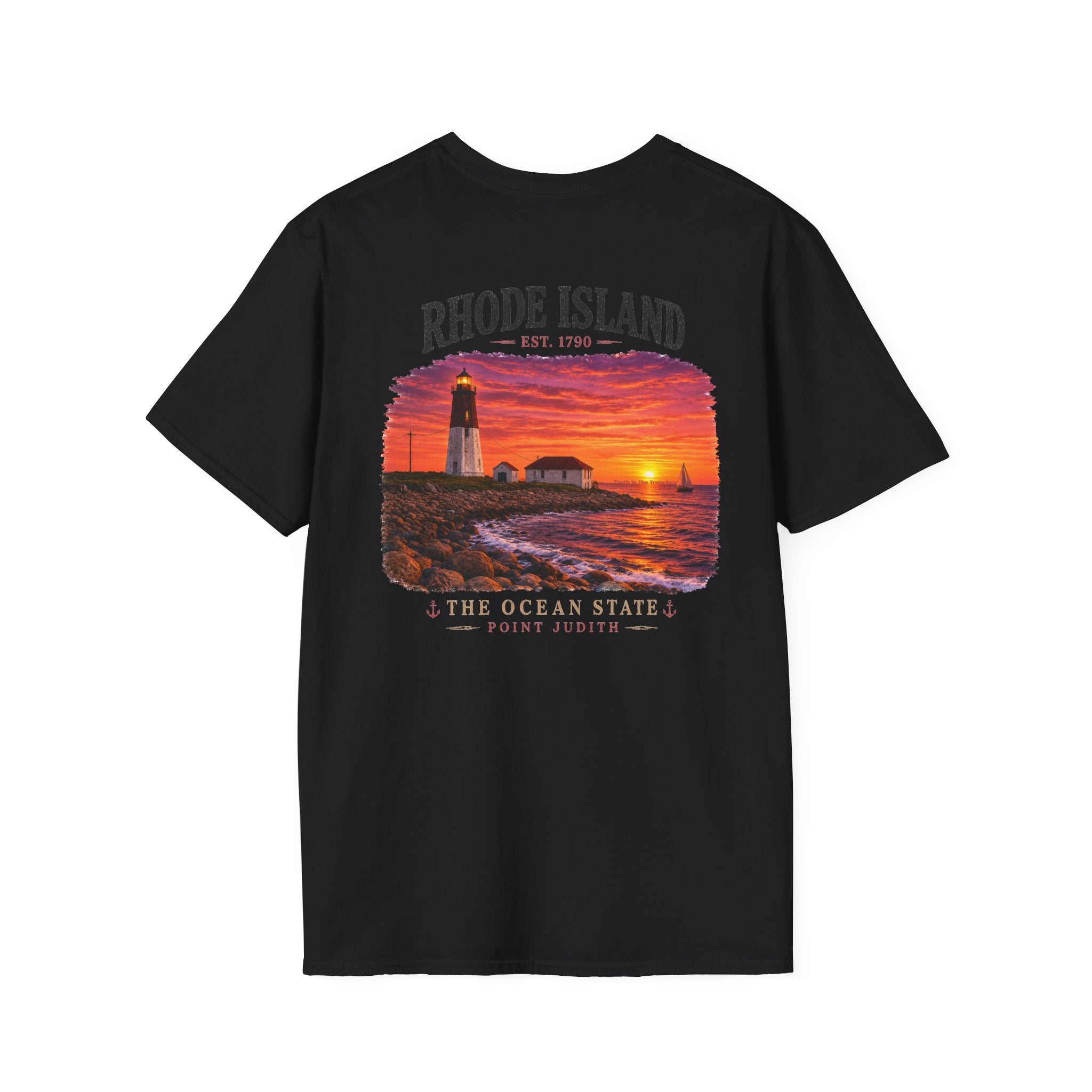 Rhode Island Vintage Point Judith Lighthouse Shirt | Ocean State Coastal Sunset Tee | New England Beach Graphic | Narragansett RI Gift