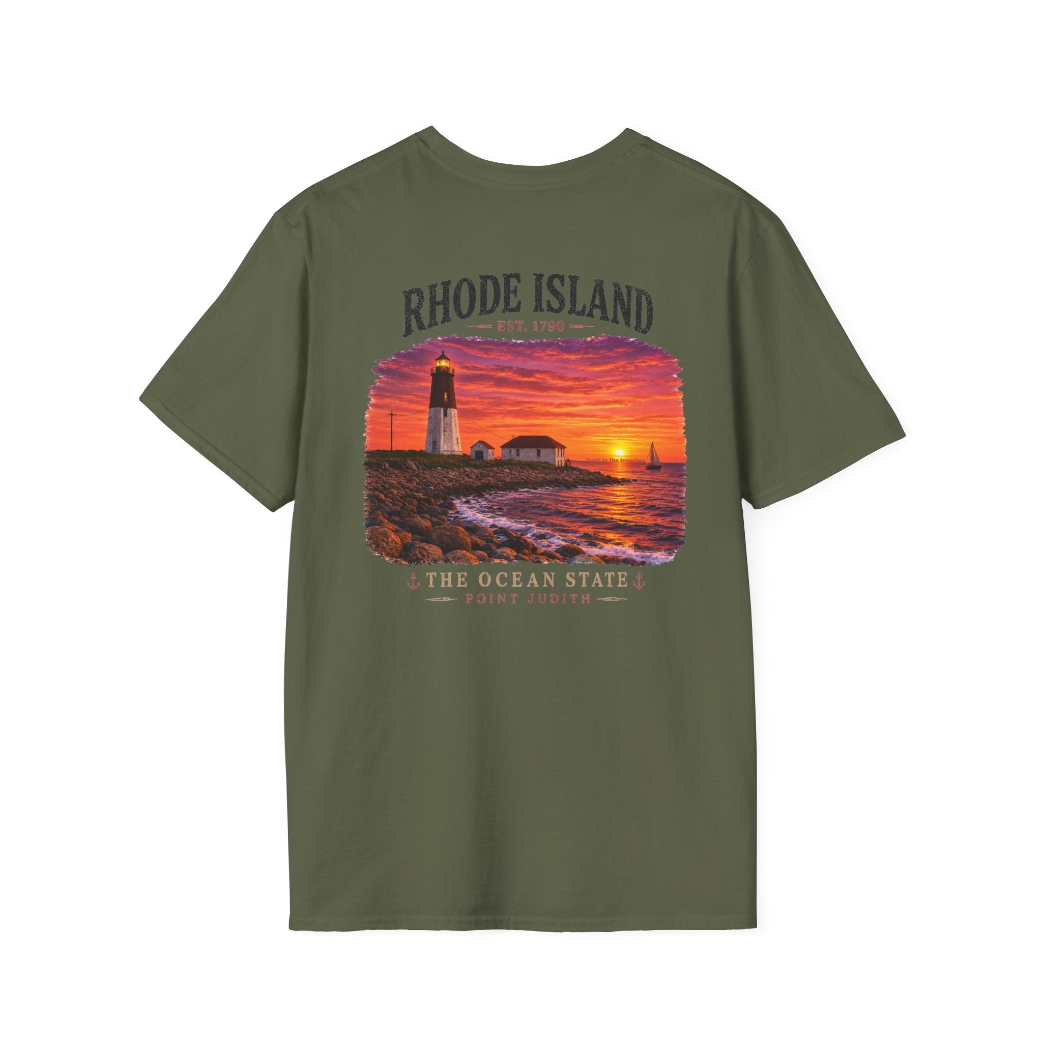Rhode Island Vintage Point Judith Lighthouse Shirt | Ocean State Coastal Sunset Tee | New England Beach Graphic | Narragansett RI Gift