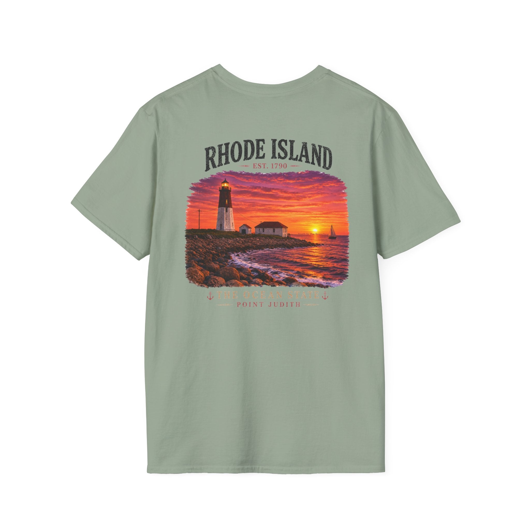 Rhode Island Vintage Point Judith Lighthouse Shirt | Ocean State Coastal Sunset Tee | New England Beach Graphic | Narragansett RI Gift