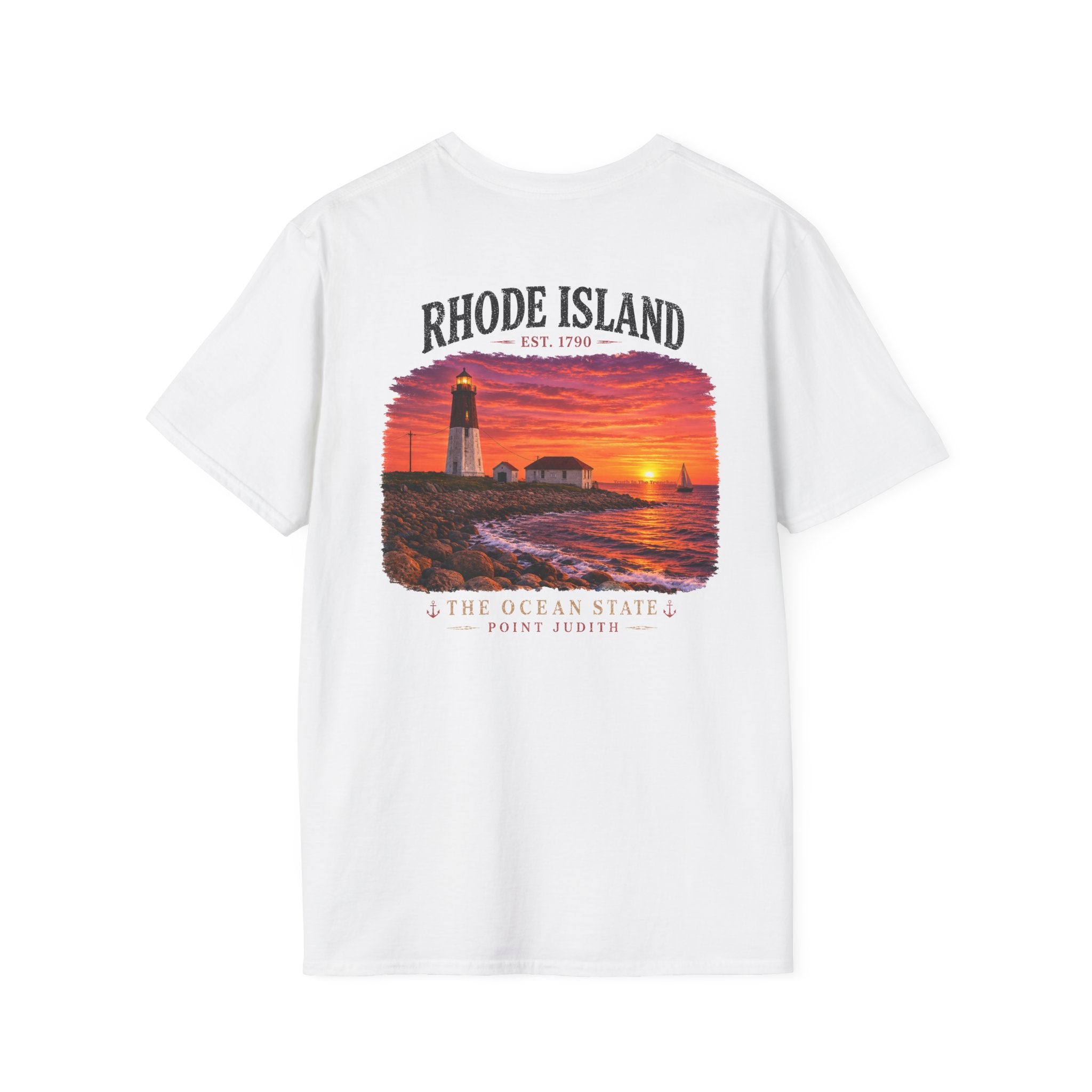 Rhode Island Vintage Point Judith Lighthouse Shirt | Ocean State Coastal Sunset Tee | New England Beach Graphic | Narragansett RI Gift