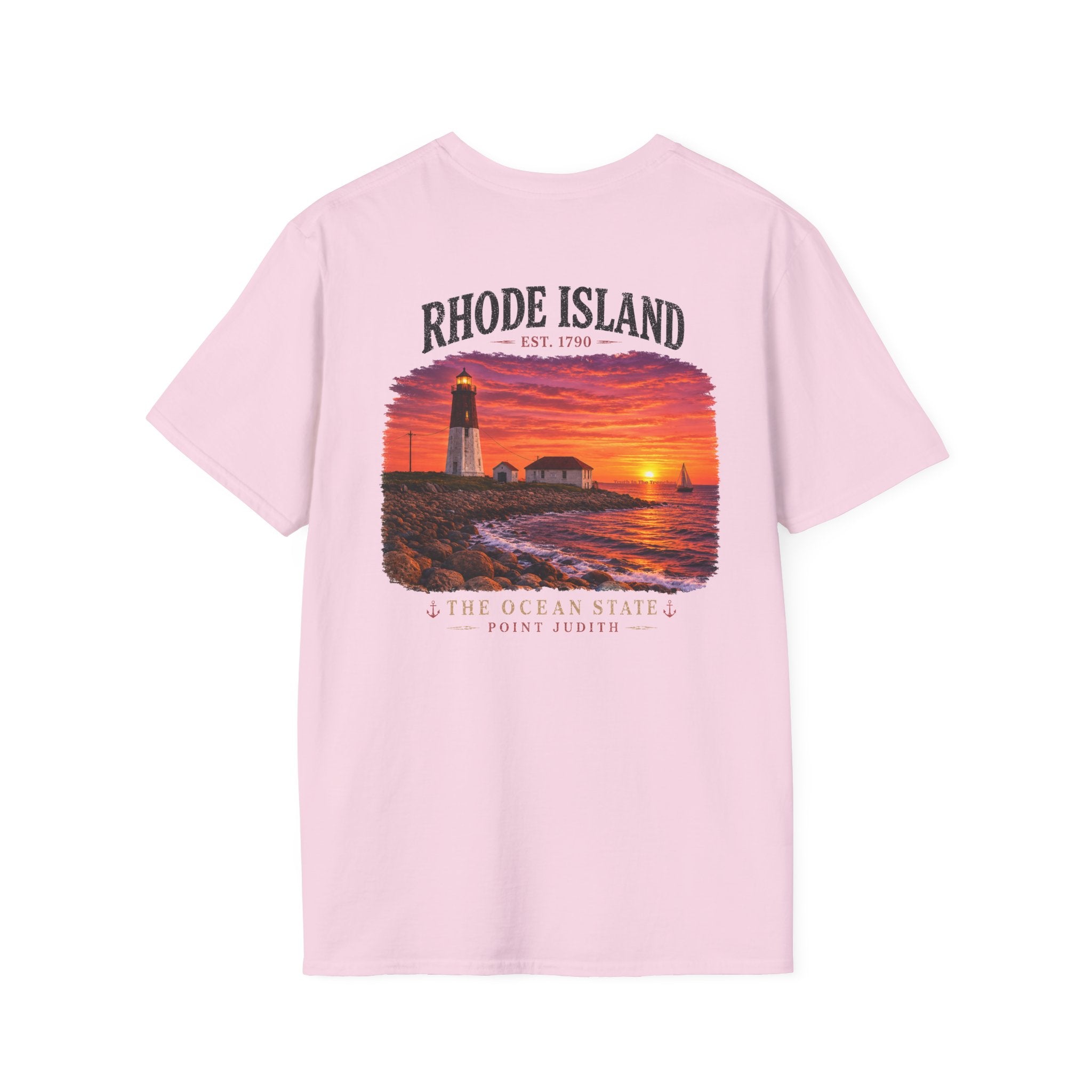 Rhode Island Vintage Point Judith Lighthouse Shirt | Ocean State Coastal Sunset Tee | New England Beach Graphic | Narragansett RI Gift