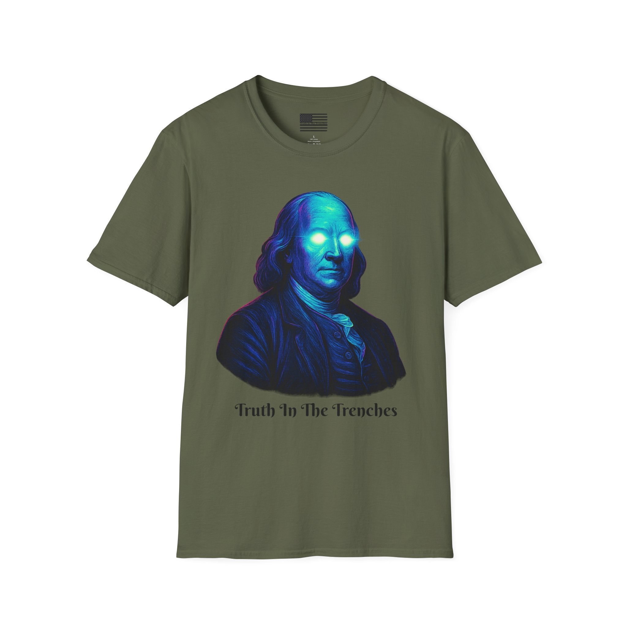 Benjamin Franklin Glowing Neon Eyes Portrait