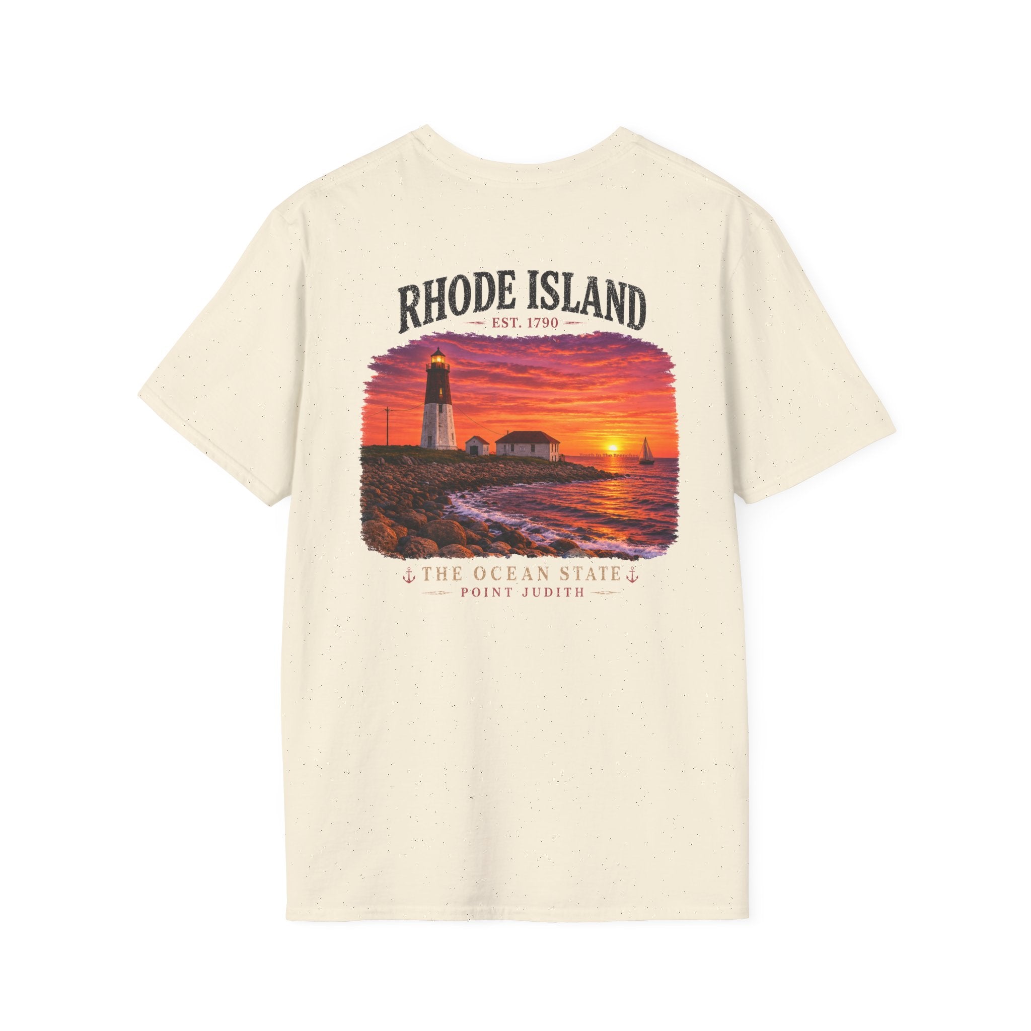 Rhode Island Vintage Point Judith Lighthouse Shirt | Ocean State Coastal Sunset Tee | New England Beach Graphic | Narragansett RI Gift
