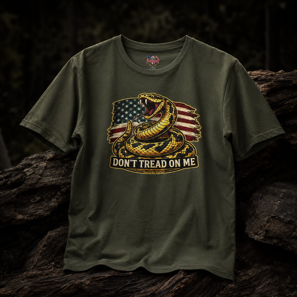 Don't Tread On Me snake American flag T-Shirt | Gadsden rattlesnake design