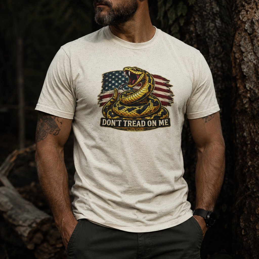 Don't Tread On Me snake American flag T-Shirt | Gadsden rattlesnake design